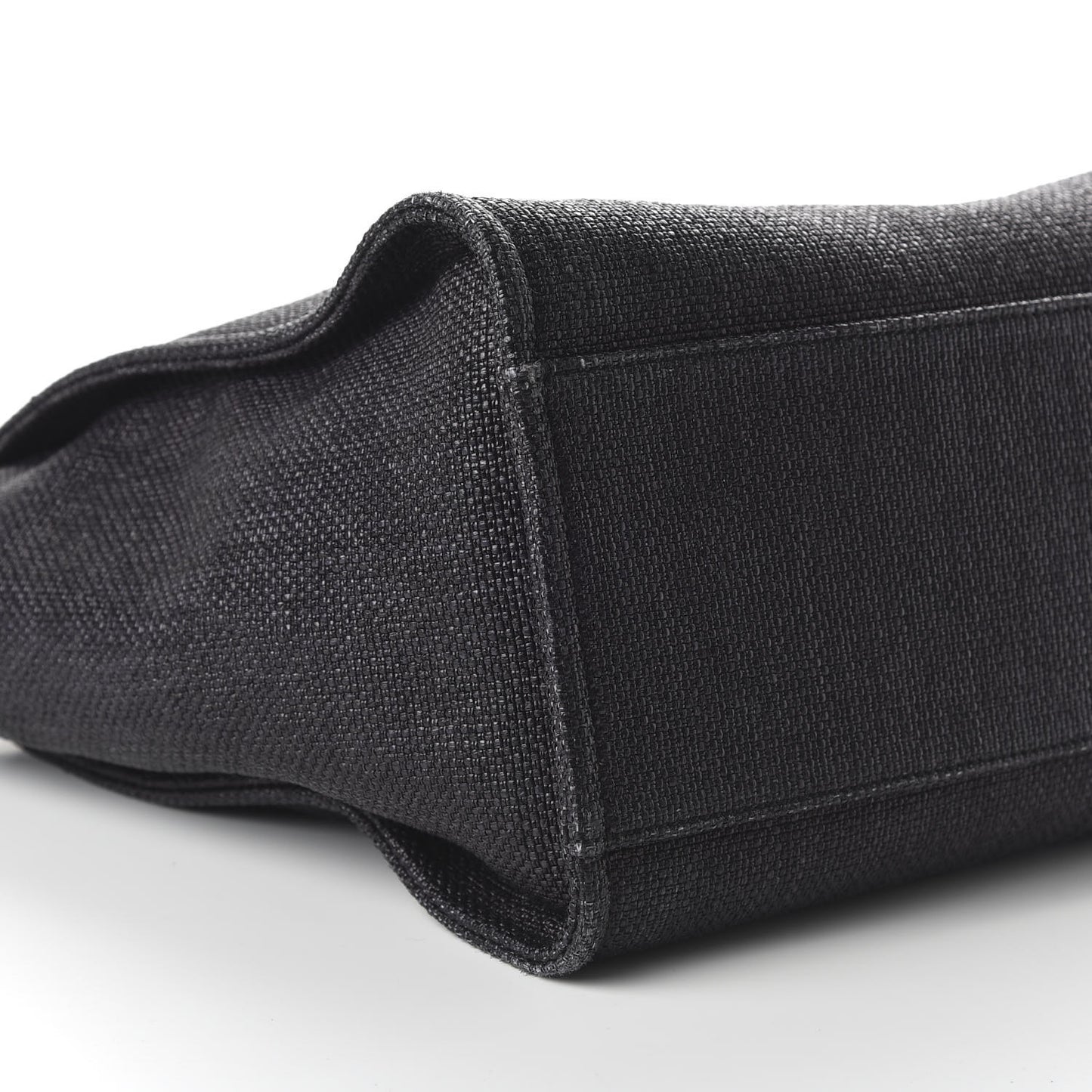 Woven Straw Raffia Medium Deauville Tote Black