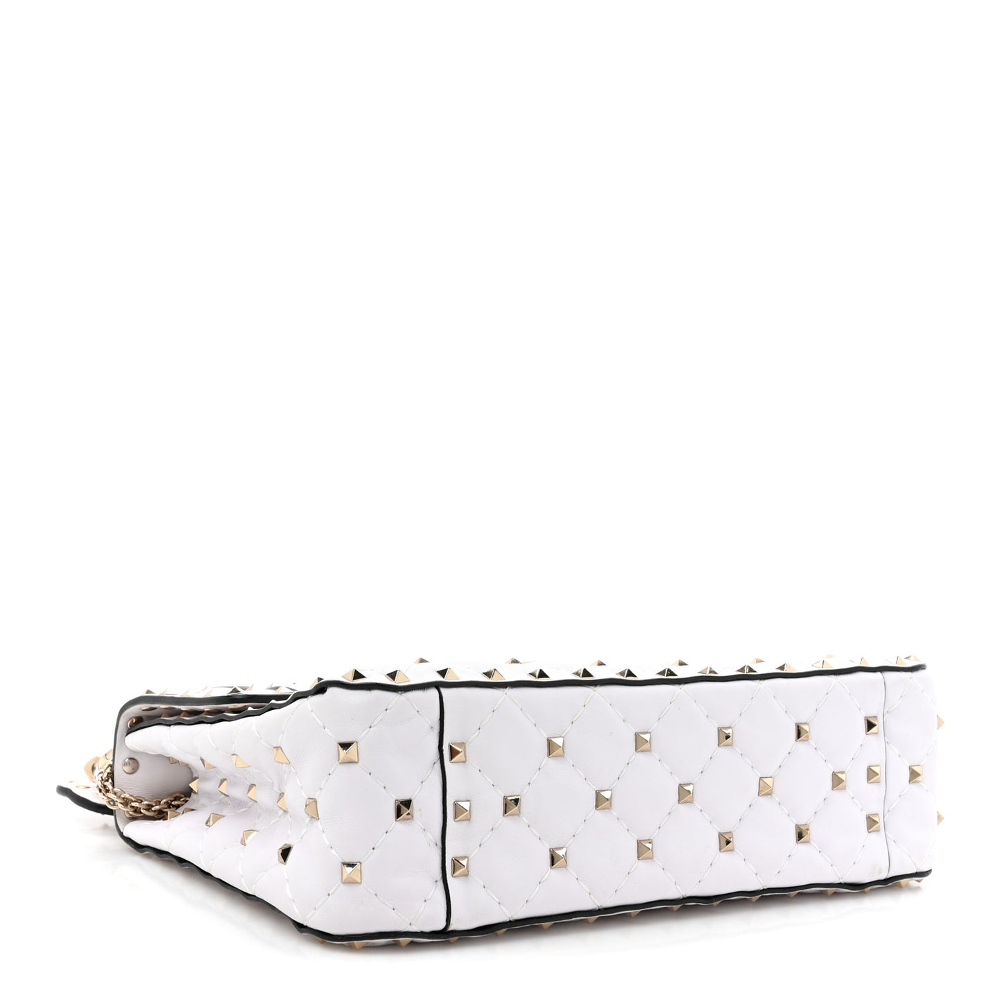 Lambskin VLTN Print Medium Rockstud Spike Shoulder Bag Optic White Black