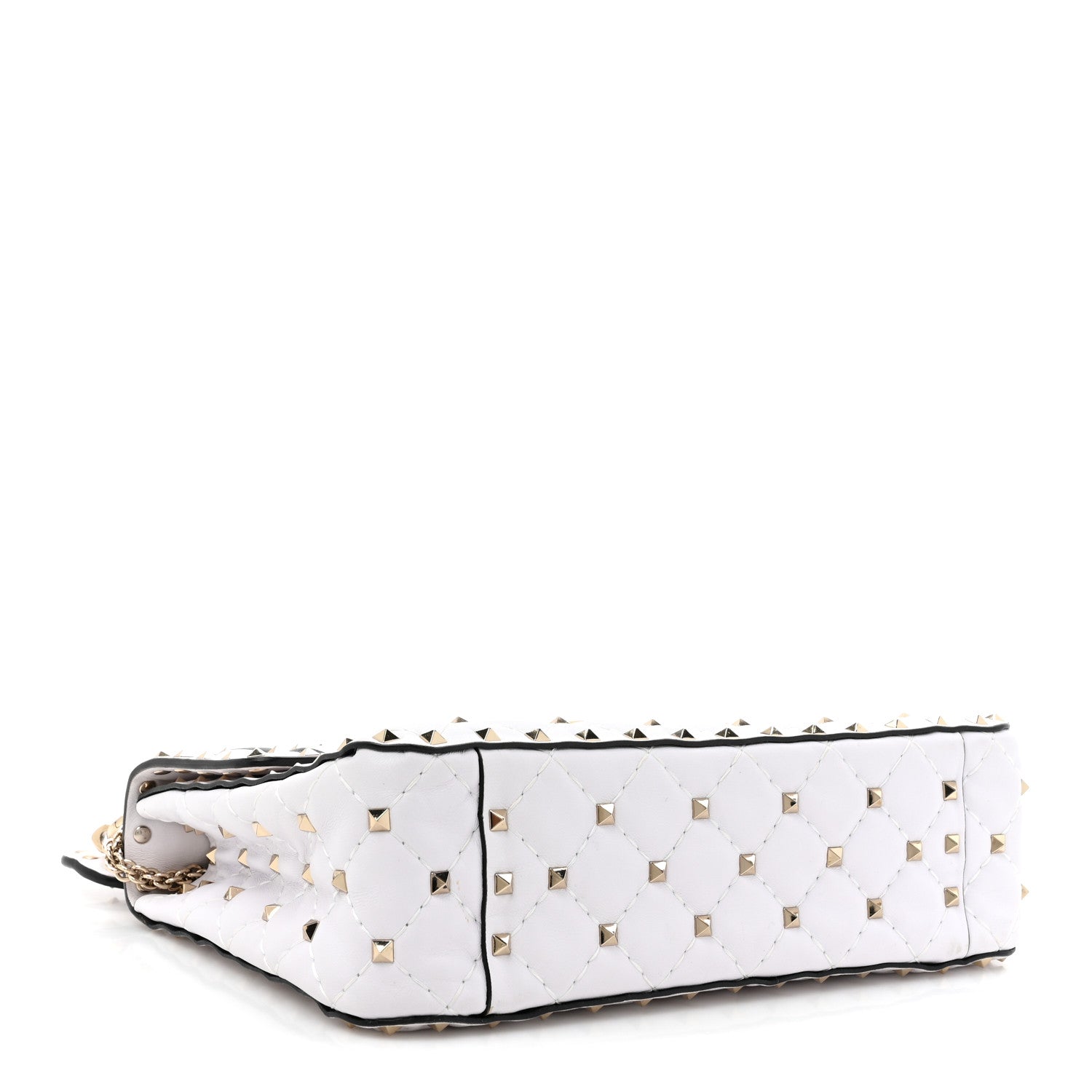 Valentino Garavani Lambskin VLTN Print Medium Rockstud Spike Shoulder Bag Optic White Black 4 of 9