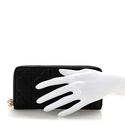 Christian Dior Lambskin Cannage Lady Dior Zip Wallet Black 2 of 8