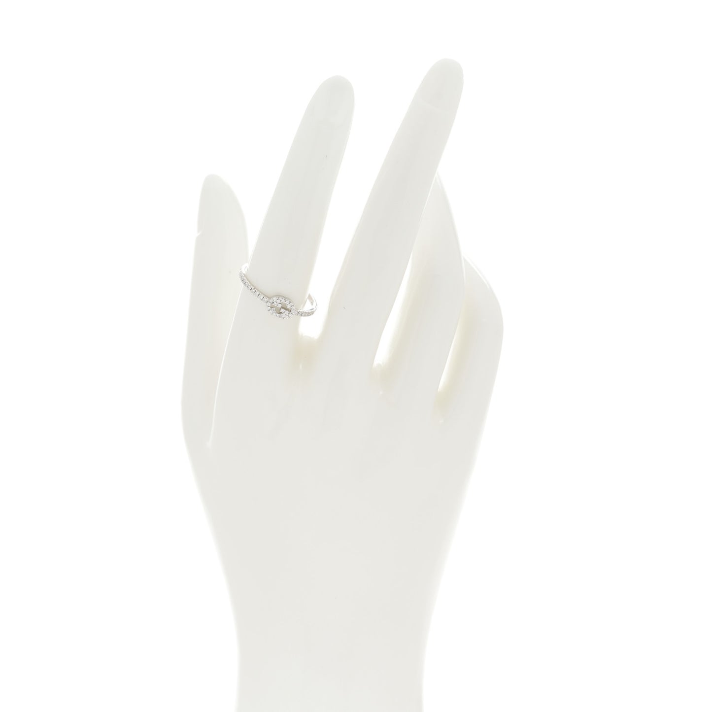 18K White Gold Diamond Interlocking G Ring 56 7.75