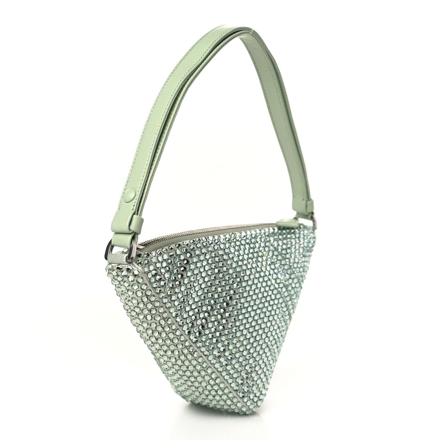 Prada Satin Crystal Triangle Pouch Acqua 2 of 6