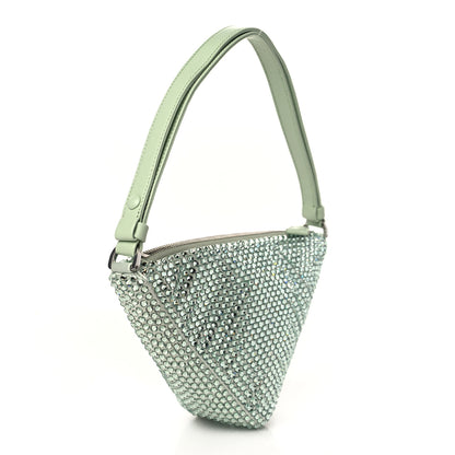 Prada Satin Crystal Triangle Pouch Acqua 2 of 6