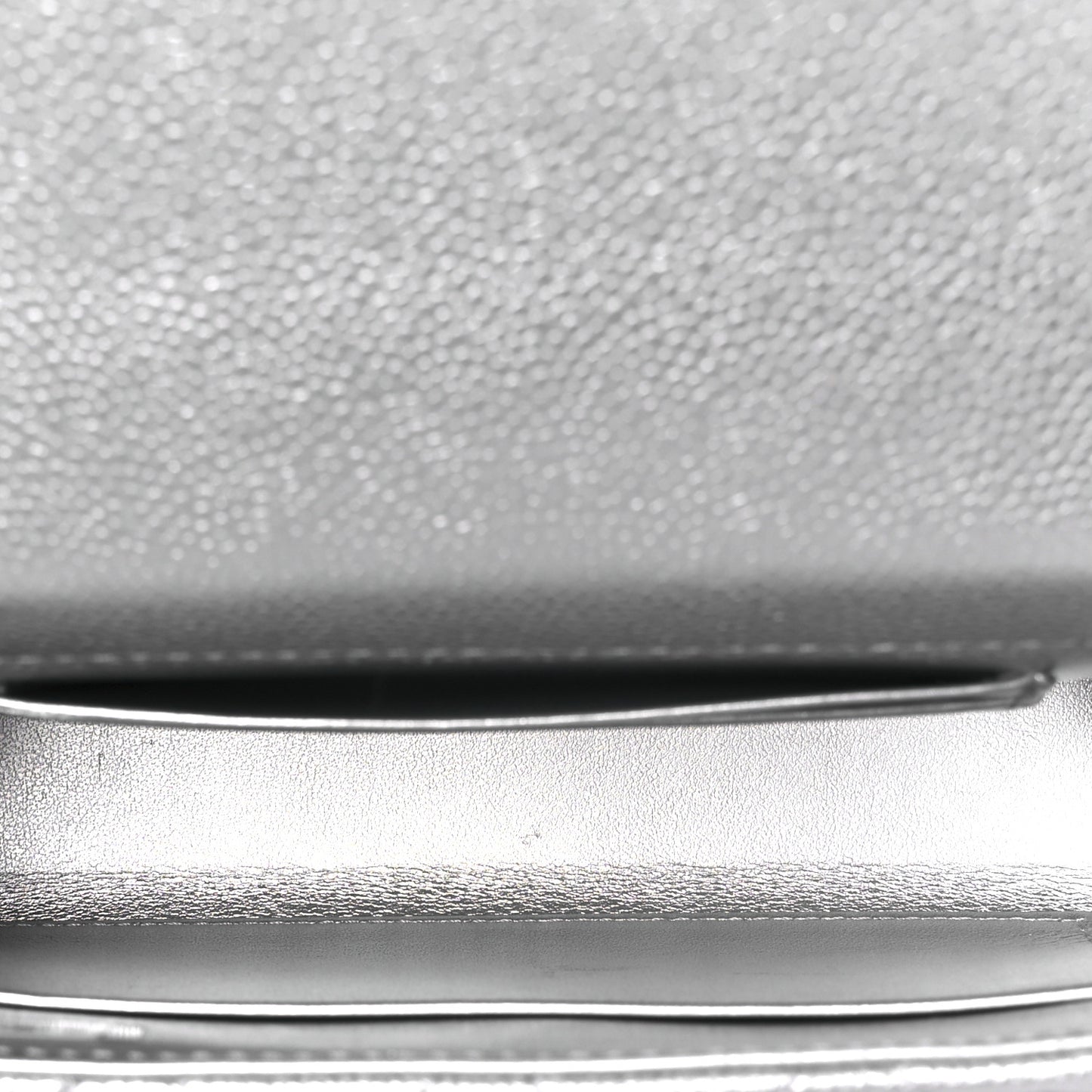 Metallic Caviar Quilted Coco Handle Clutch With Chain Silver