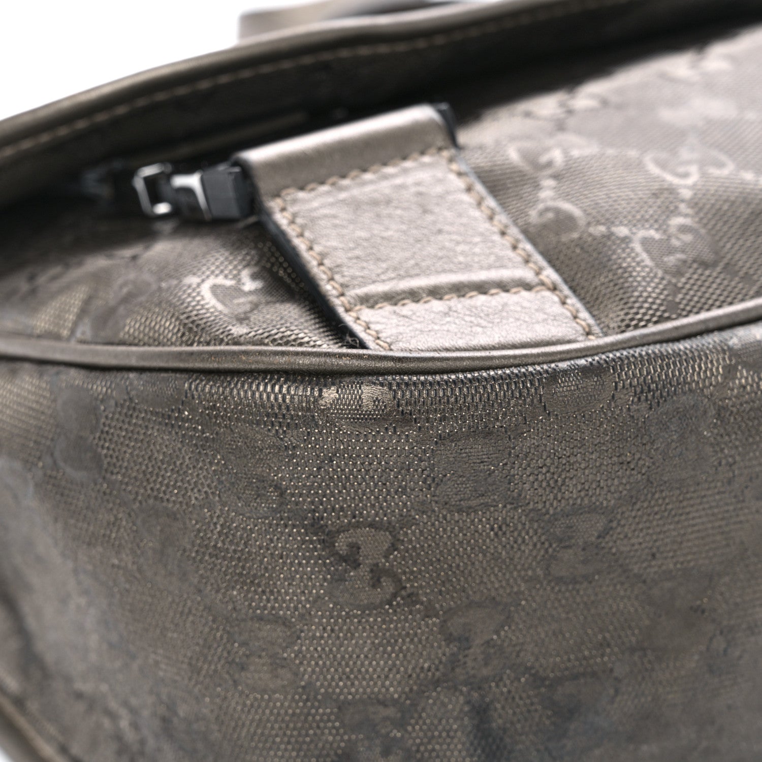 Gucci Imprime Monogram Medium Double Buckle Flap Messenger Bag Pewter 9 of 18