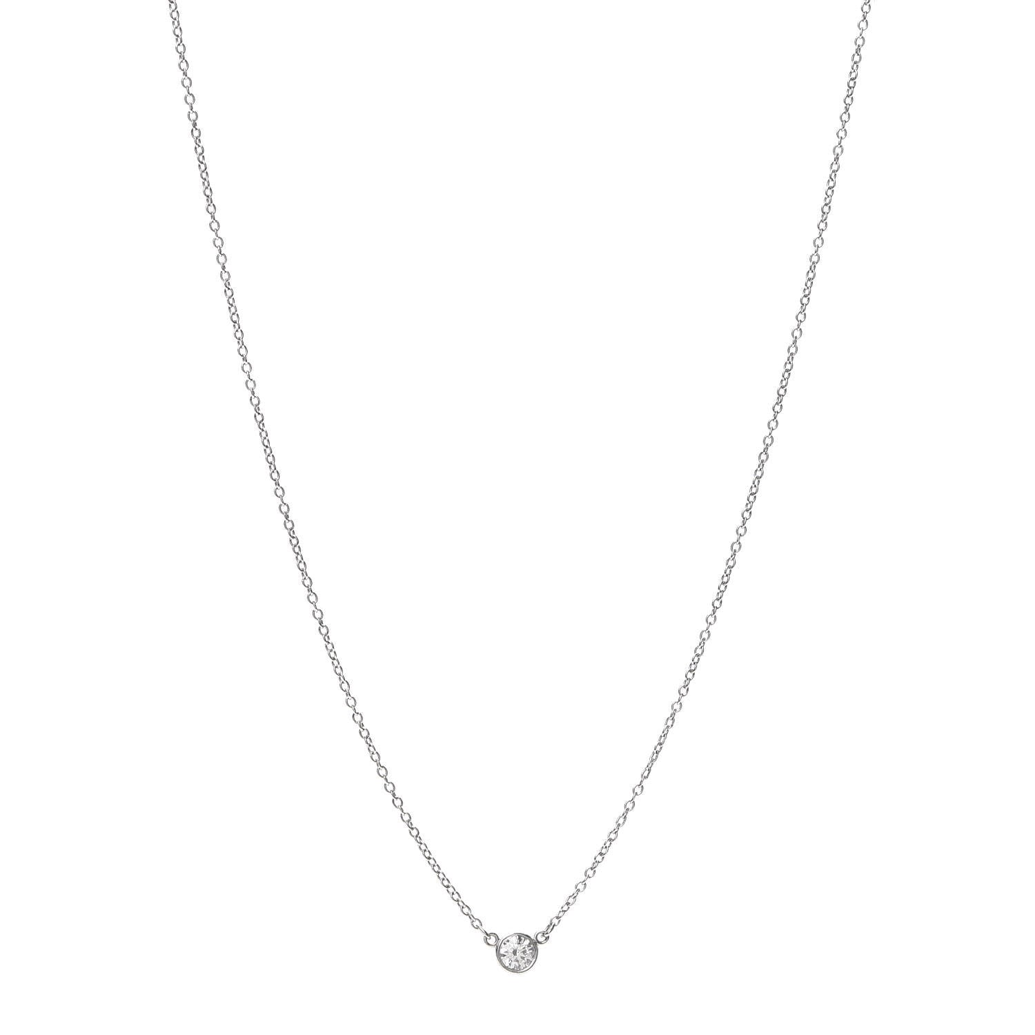 Tiffany Platinum Diamond .17ct Elsa Peretti Diamonds by the Yard Pendant Necklace 1 of 7
