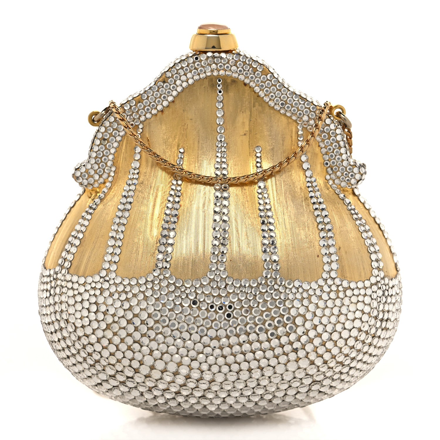 Judith Leiber Swarovski Crystal Chatelaine Minaudiere Gold 2 of 14
