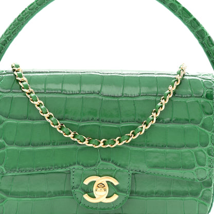 Chanel Calfskin Crocodile Embossed Turn Around Mini Flap Green 8 of 11