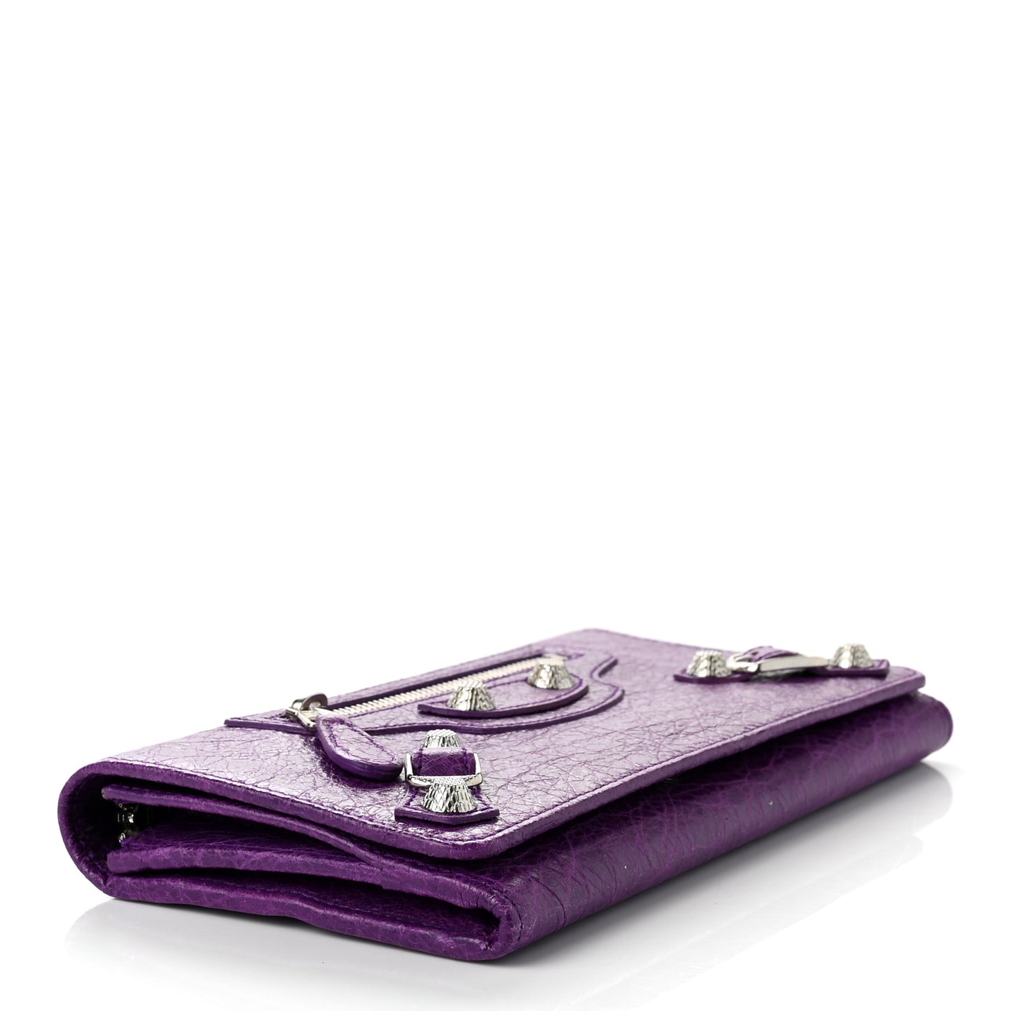 Agneau Giant 12 Silver Hardware Money Wallet Ultraviolet