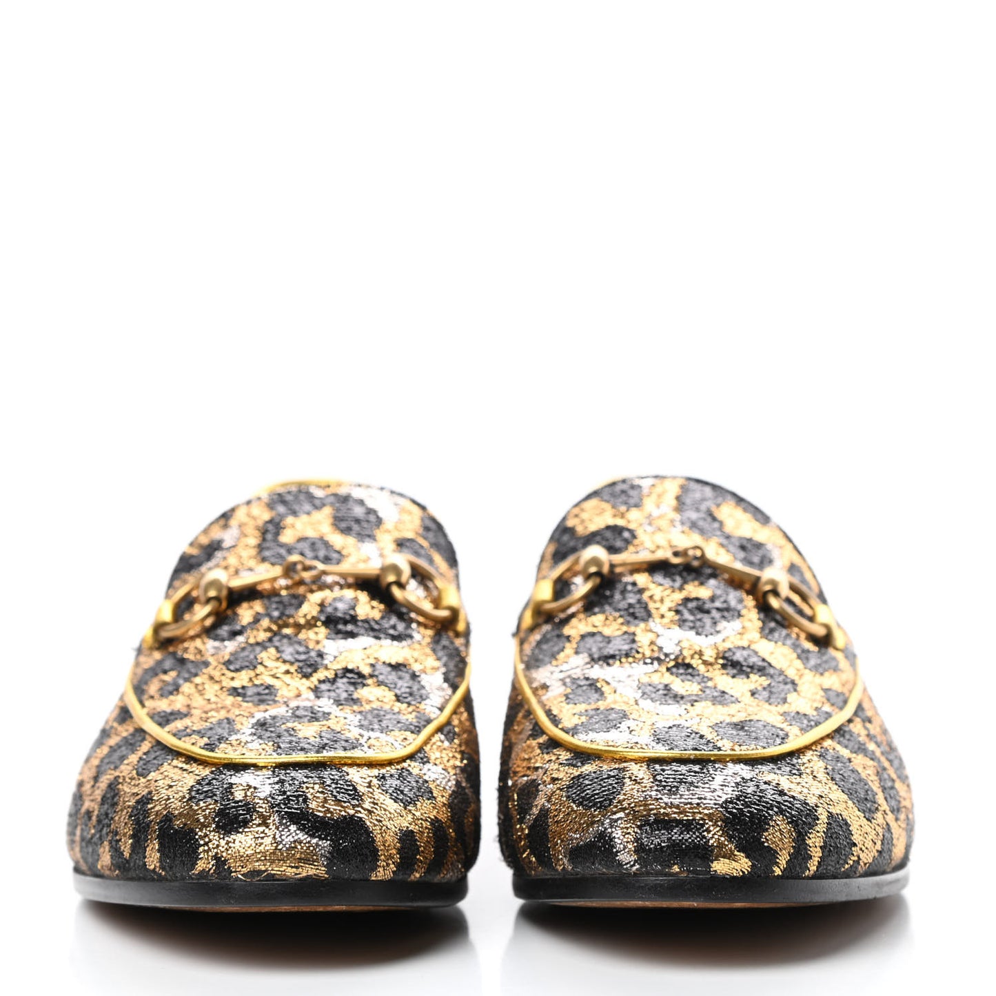 Jacquard Leopard Print Horsebit Womens Jordaan Loafers 39 Gold