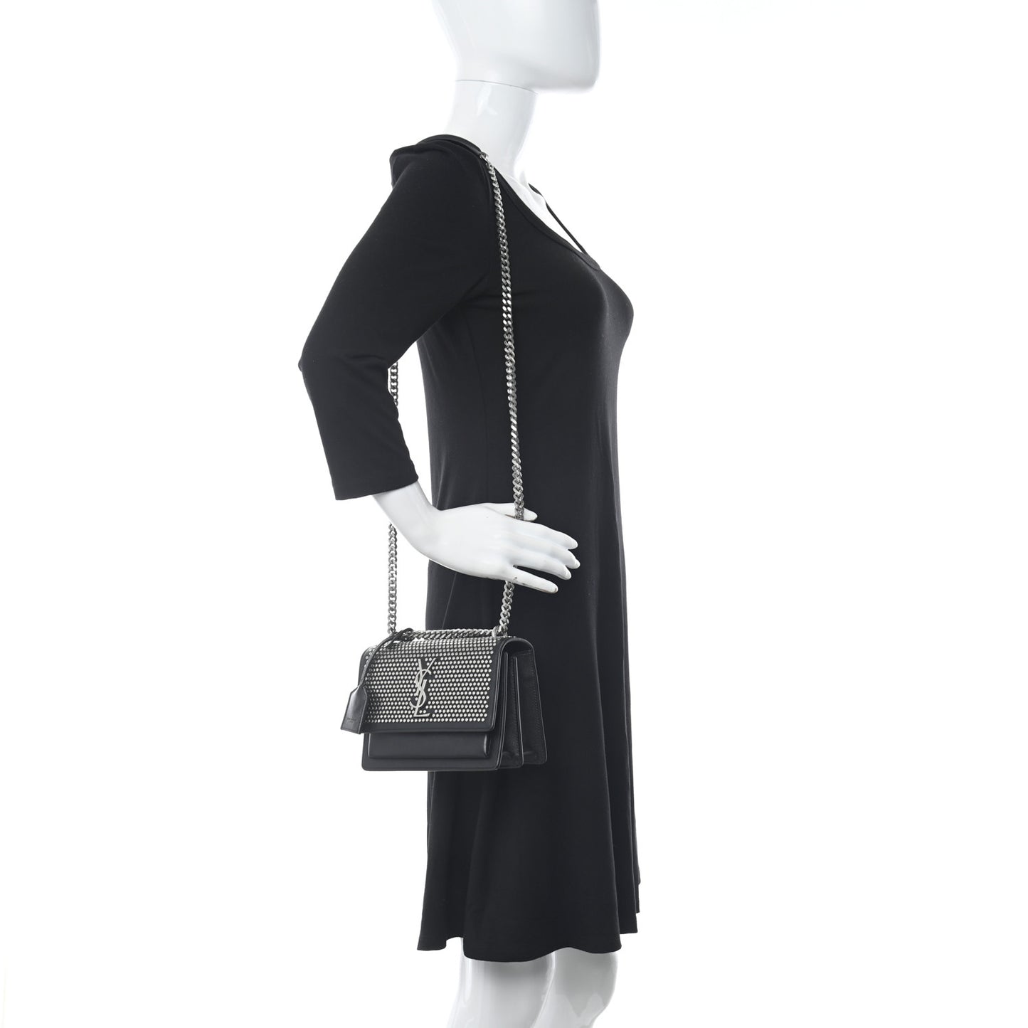 Calfskin Studded Small Monogram Sunset Black