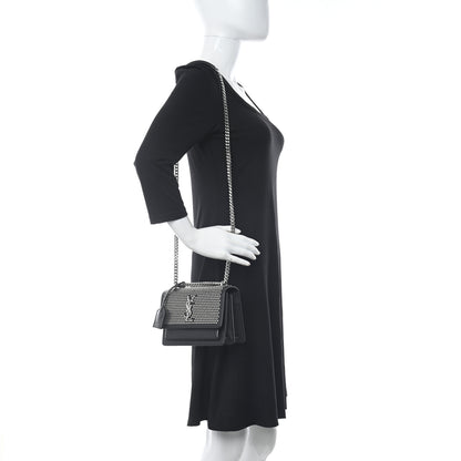Saint Laurent Calfskin Studded Small Monogram Sunset Black 2 of 10