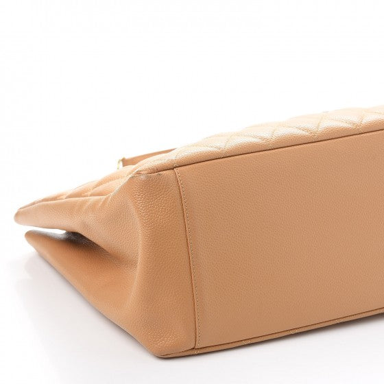 Caviar Quilted Grand Shopping Tote GST Beige