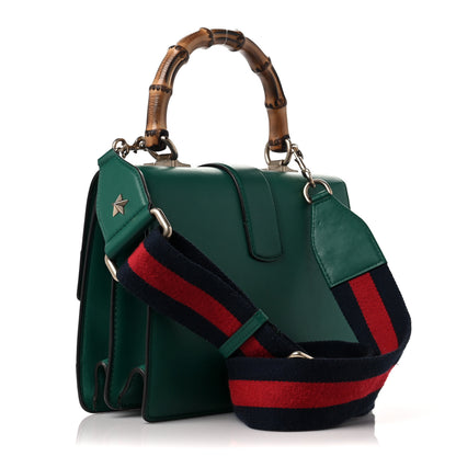 Gucci Moon Calfskin Web Medium Dionysus Bamboo Top Handle Bag Emerald Blue Hibiscus Red 2 of 12
