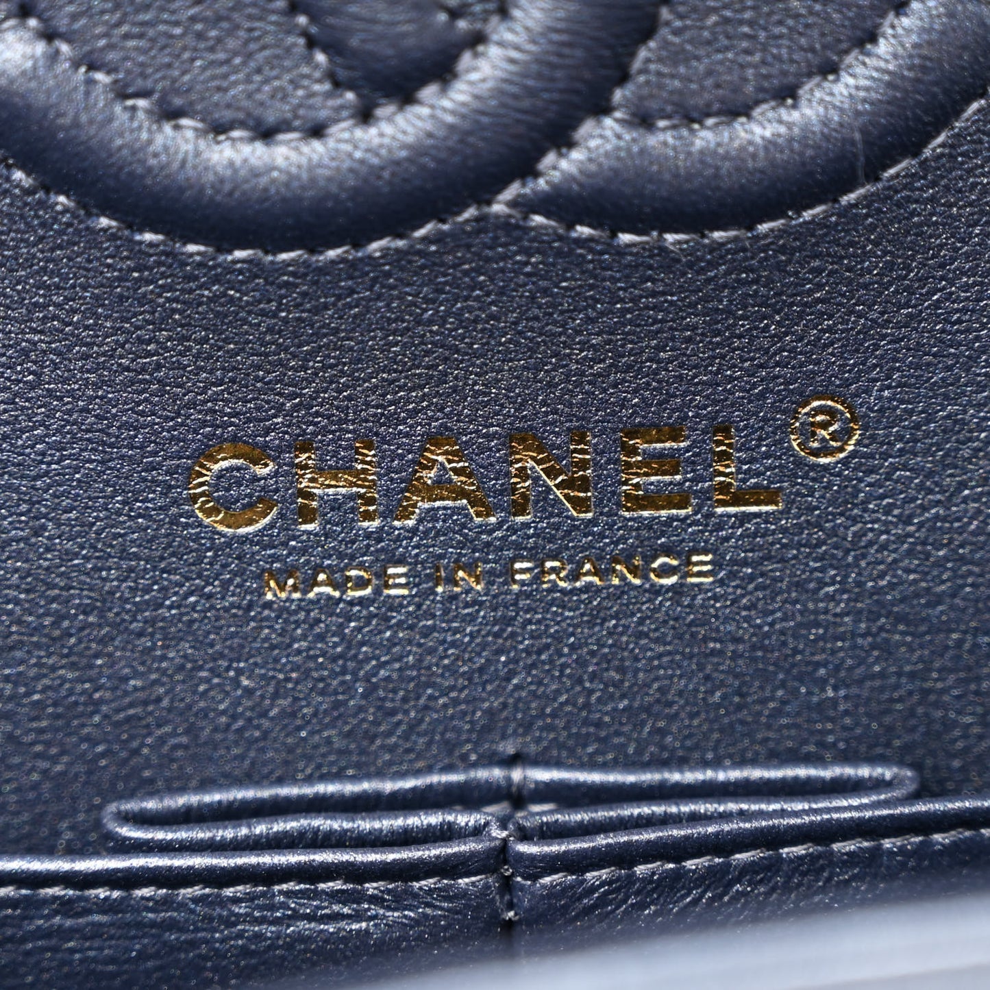 Metallic Lambskin Quilted Small Double Flap Dark Blue