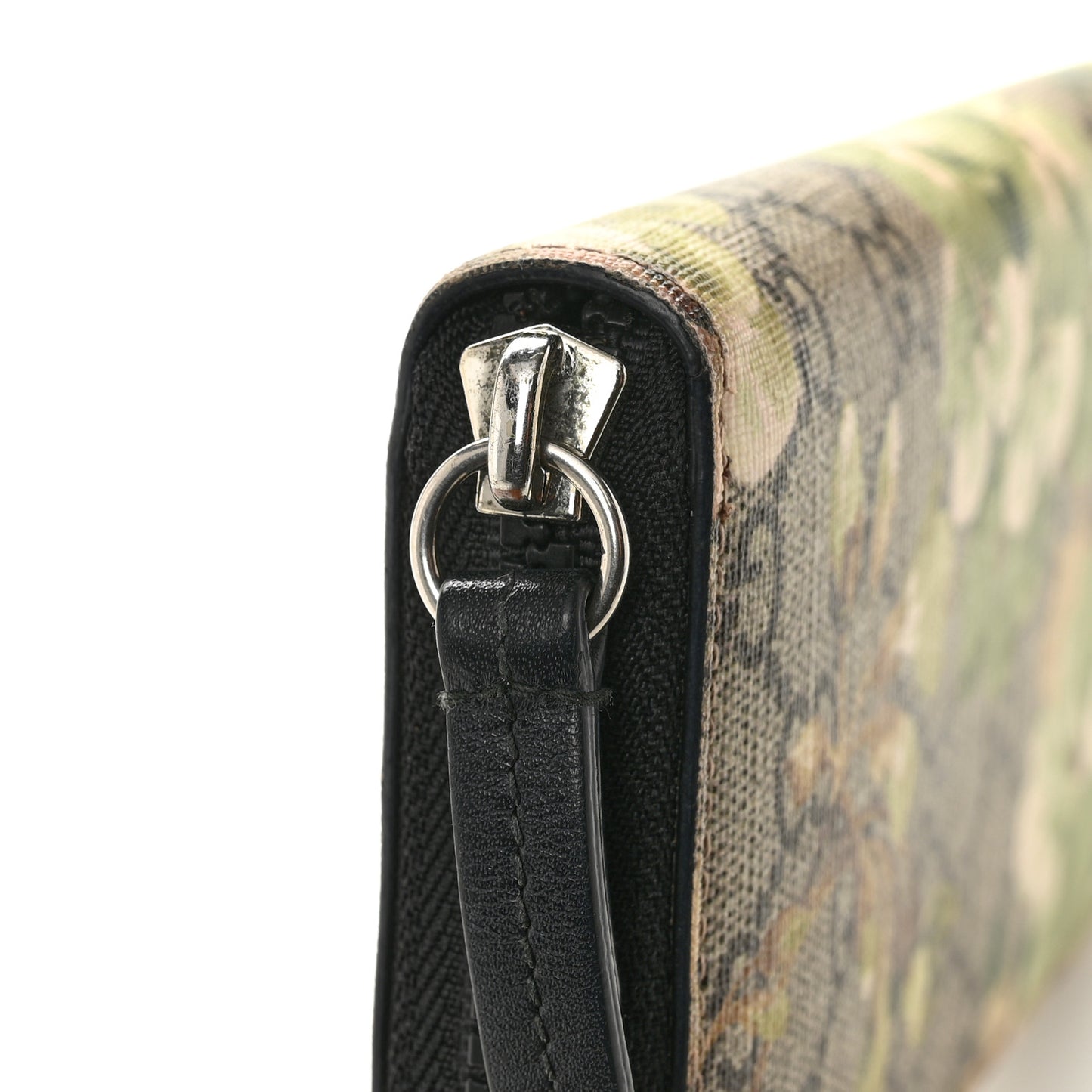GG Supreme Monogram Blooms Zip Around Wallet Beige New Military Black
