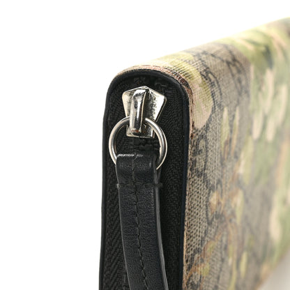 Gucci GG Supreme Monogram Blooms Zip Around Wallet Beige New Military Black 9 of 9