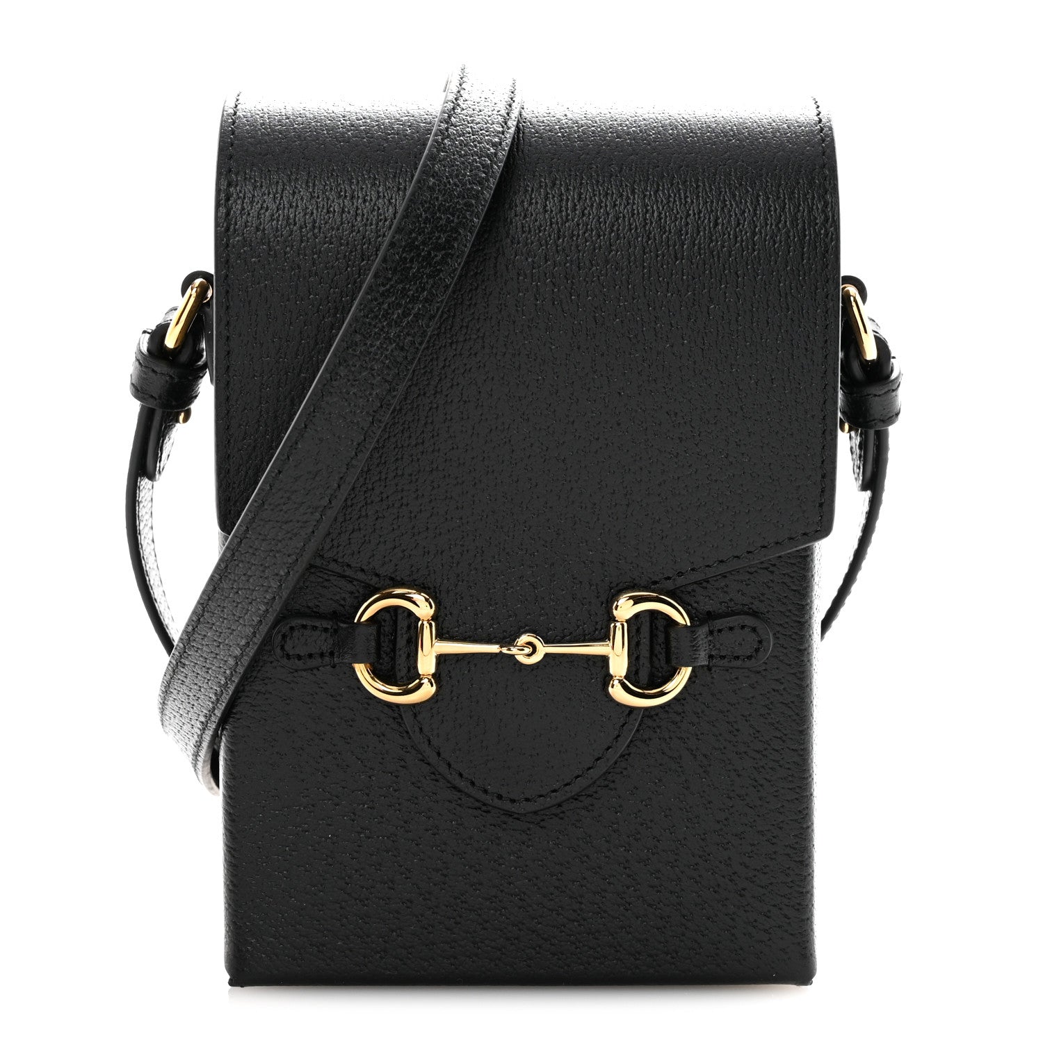 Gucci Dollar Calfskin Vertical Horsebit 1955 Crossbody Bag Black 1 of 11