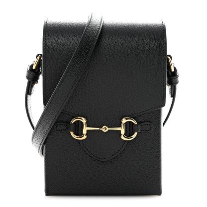 Gucci Dollar Calfskin Vertical Horsebit 1955 Crossbody Bag Black 1 of 11