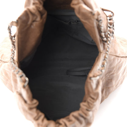 Chanel Distressed Glazed Caviar Quilted Large Elastic Tote Brown 4 of 8