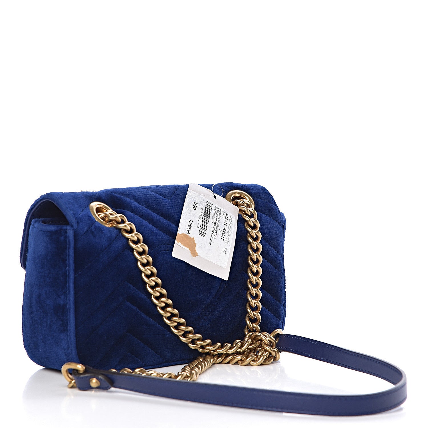 Gucci Velvet Matelasse Mini GG Marmont Shoulder Bag Cobalt Blue 3 of 10