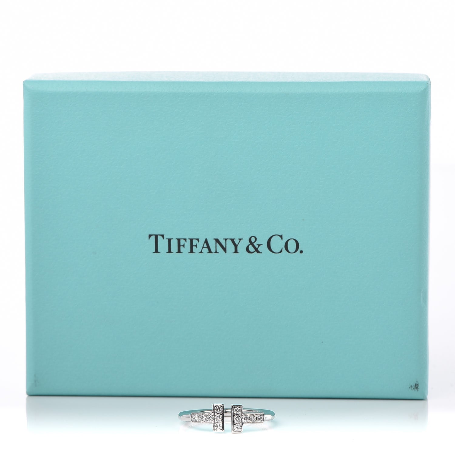 Tiffany 18K White Gold Diamond T Wire Ring 53 6.5 6 of 6