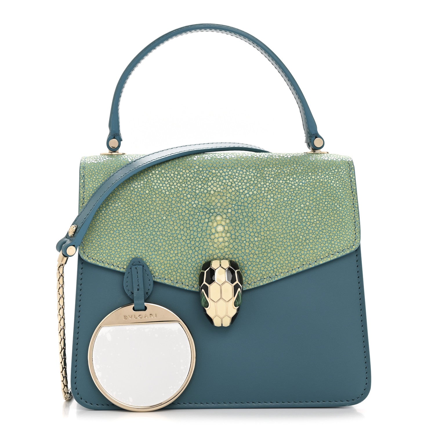 Bulgari Calfskin Galuchat Serpenti Forever Crossbody Turquoise 1 of 15
