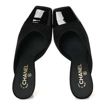 Chanel Suede Kidskin Patent Calfskin Mules 40 Black 2 of 11