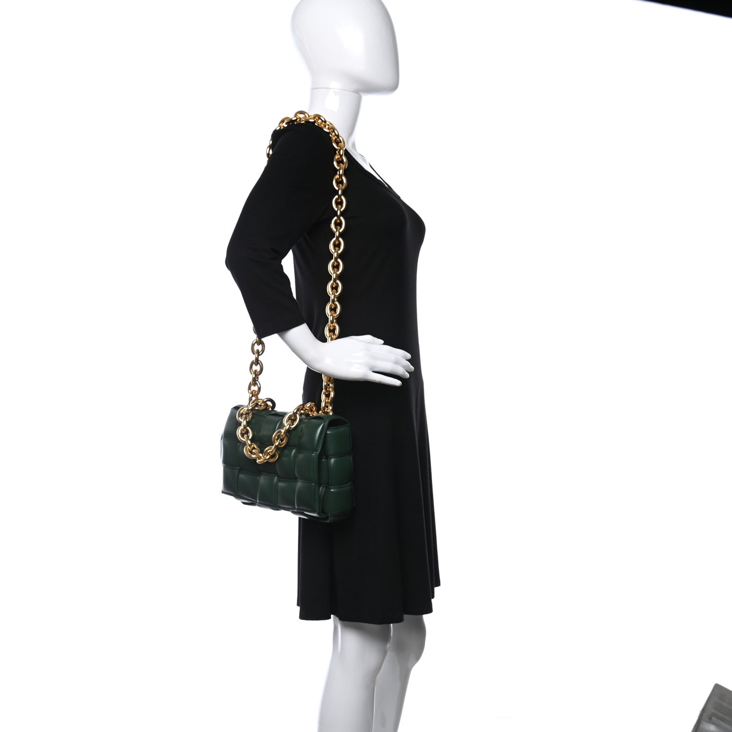 Lambskin Maxi Intreccio Padded Chain Cassette Crossbody Bag Raintree