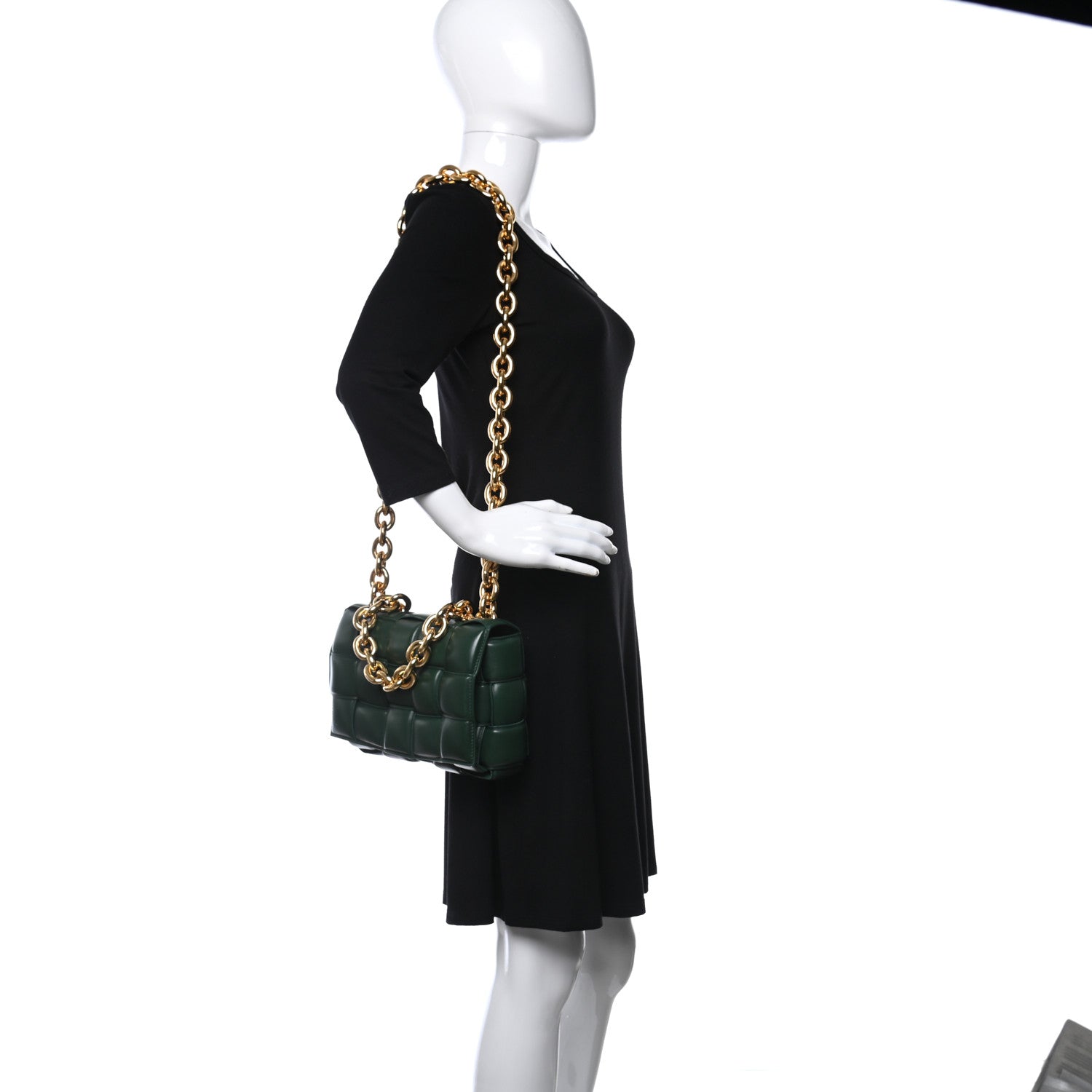 Bottega Veneta Lambskin Maxi Intreccio Padded Chain Cassette Crossbody Bag Raintree 2 of 9