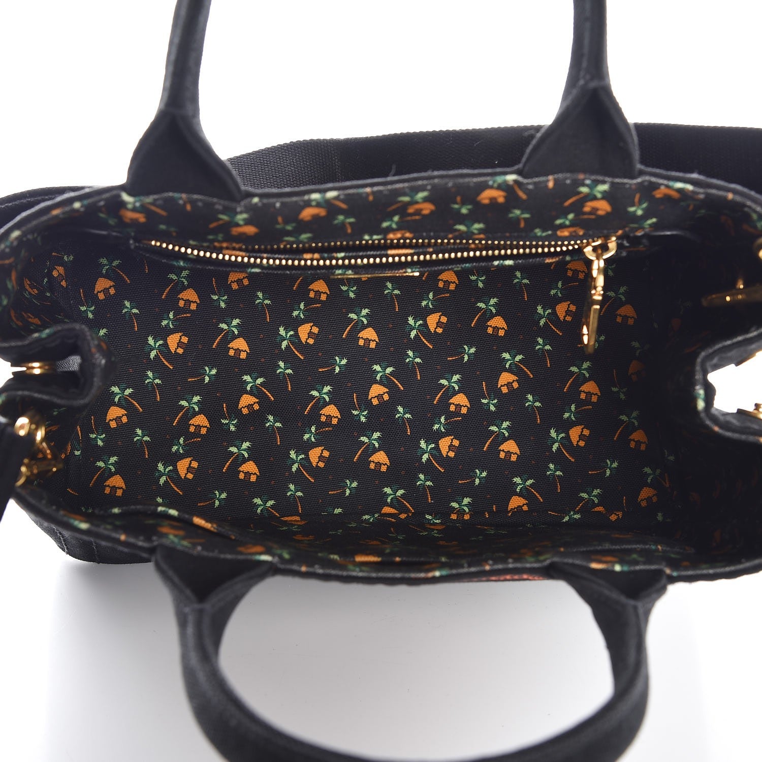 Prada Canapa Small Logo Tote Black Arancio 6 of 8