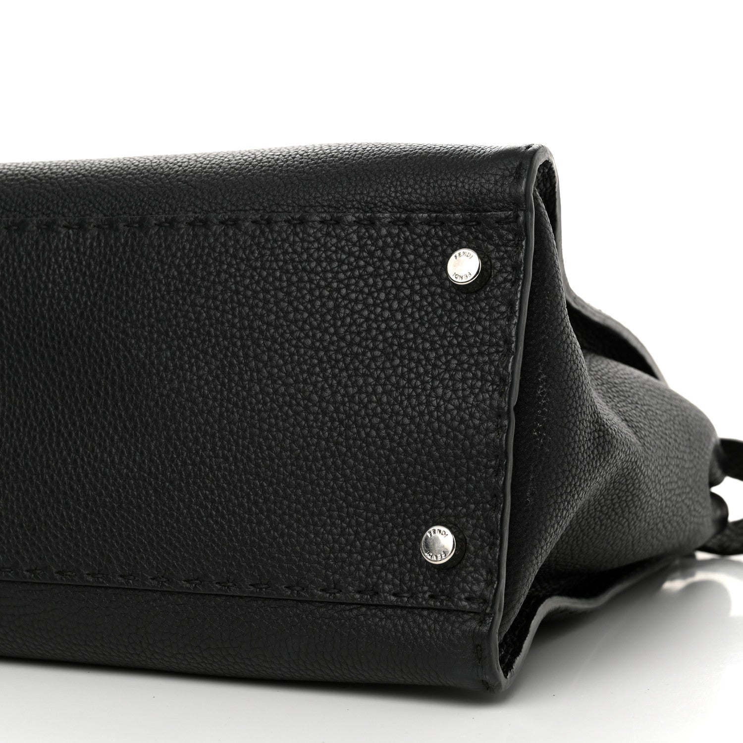 Fendi Cuoio Romano Selleria Bi-Color Large Peekaboo Iconic Satchel Black Mou 11 of 12
