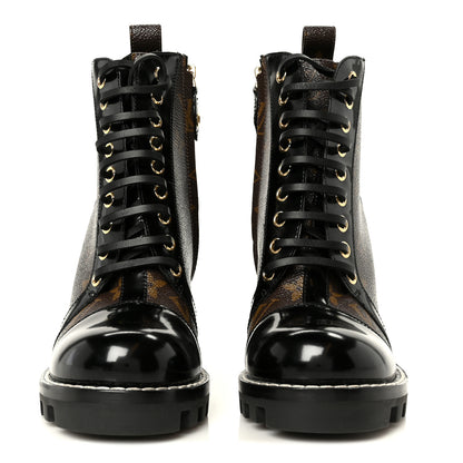Louis Vuitton Patent Calfskin Monogram Star Trail Ankle Boots 36.5 Black 3 of 8