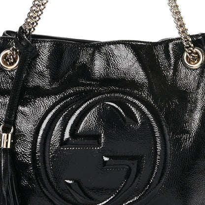 Gucci Patent Medium Soho Chain Shoulder Bag Black 8 of 10
