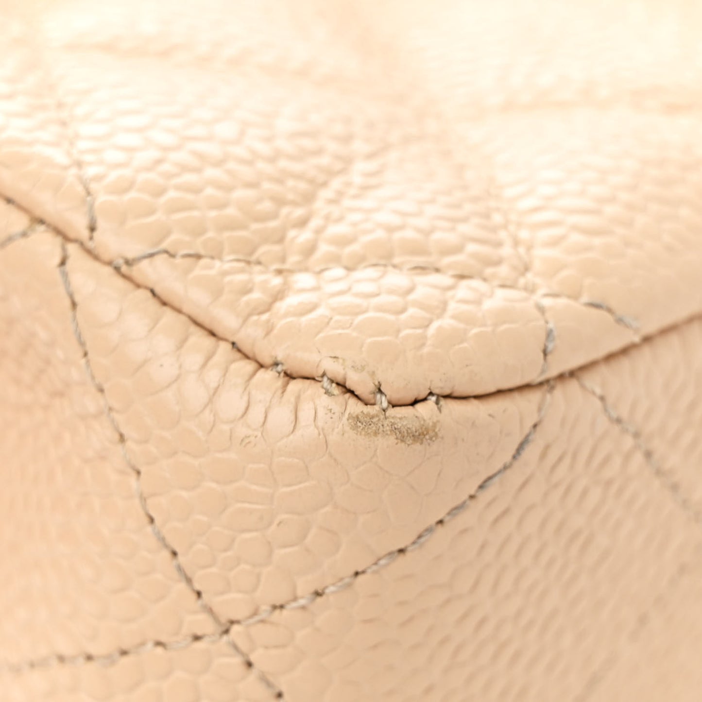 Caviar Quilted Medium Double Flap Beige