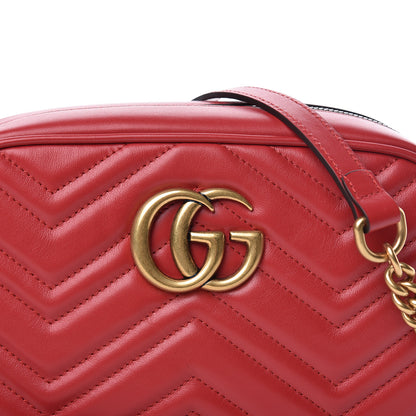 Gucci Calfskin Matelasse Small GG Marmont Chain Shoulder Bag Hibiscus Red 10 of 10