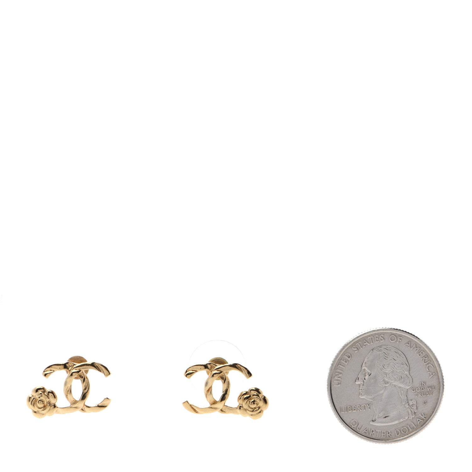 Chanel Metal Camellia CC Earrings Gold 2 of 4