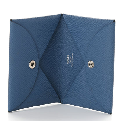 Hermes Epsom Calvi Card Case Bleu Agate 5 of 7