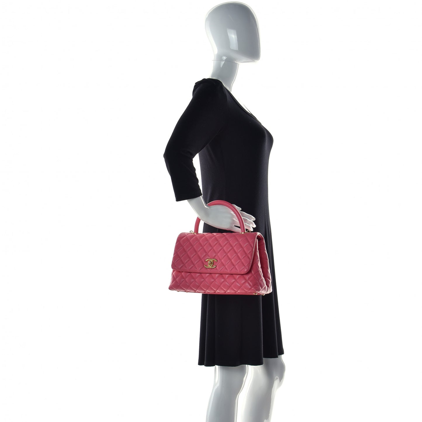 Caviar Quilted Small Coco Handle Flap Pink