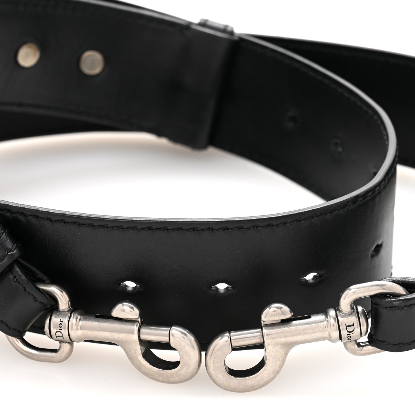 Calfskin D Fence Saddle Bag Adjustable Shoulder Strap Black