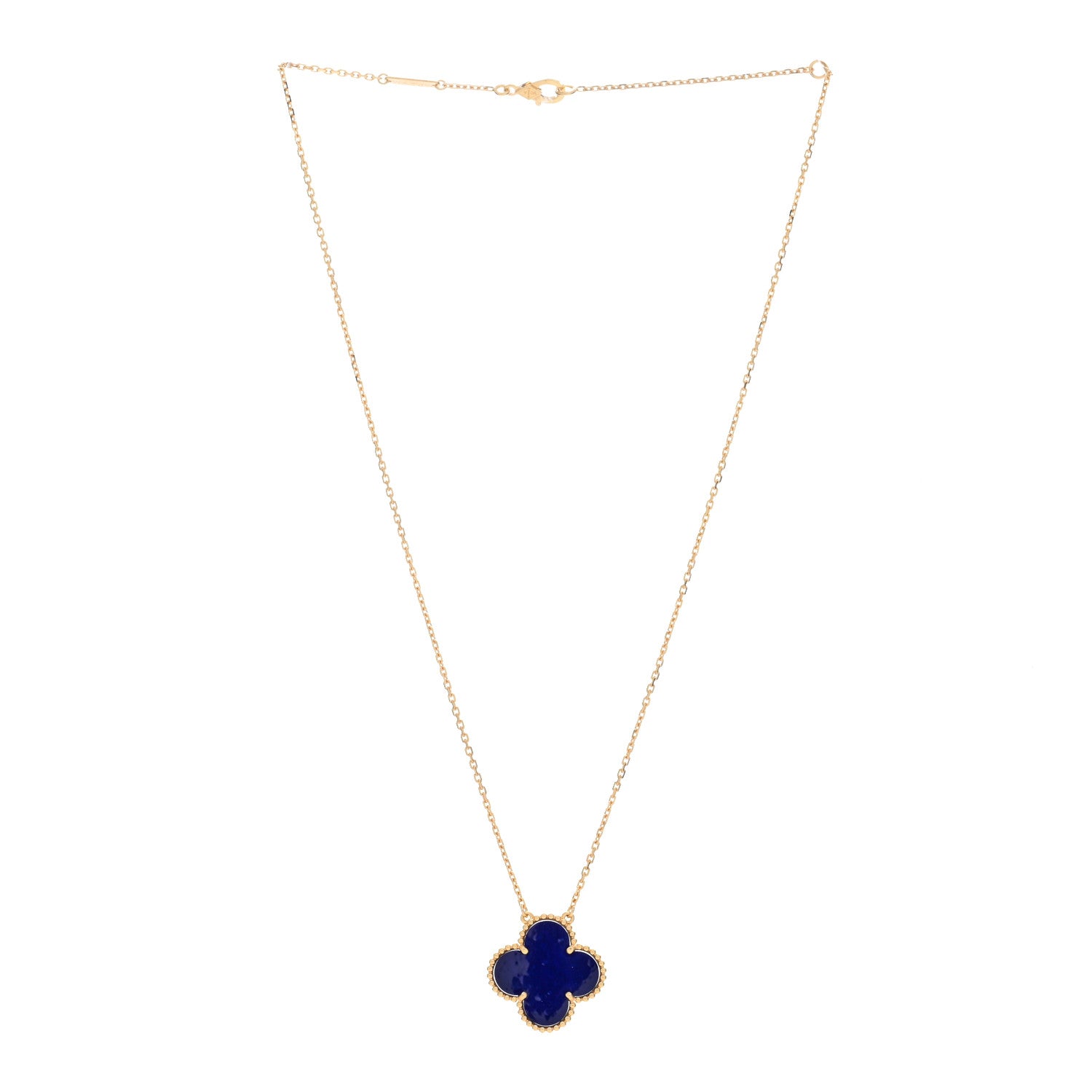 Van Cleef & Arpels 18K Yellow Gold Blue Sevres Porcelain Magic Alhambra Vendome Necklace 2 of 5