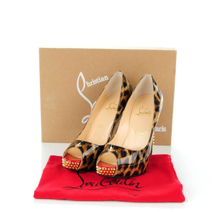 Christian Louboutin Patent Leopard New Very Prive Spikes 120 Pumps 36.5 Brown 6 of 8
