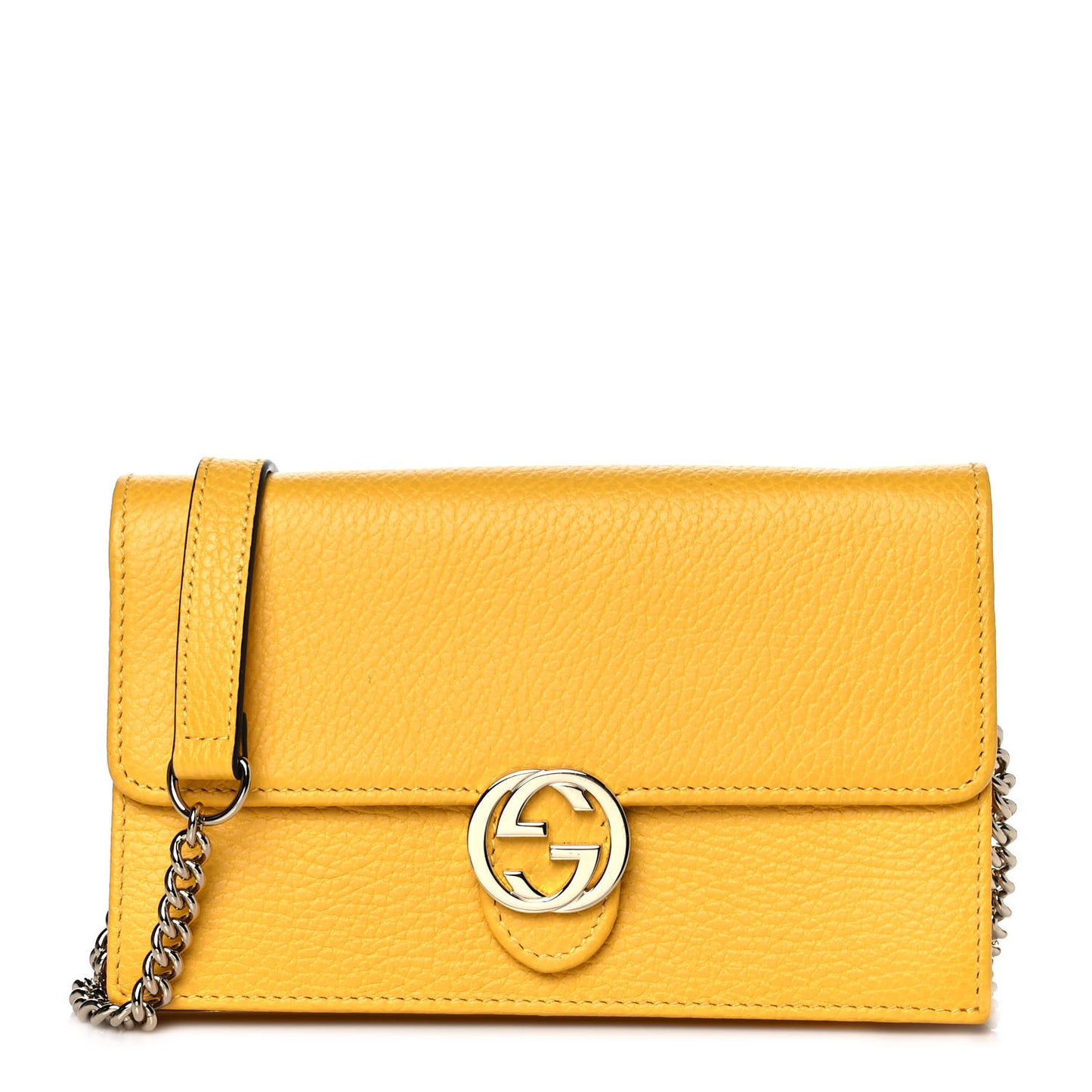 Dollar Calfskin Interlocking G Chain Wallet New Buttercup