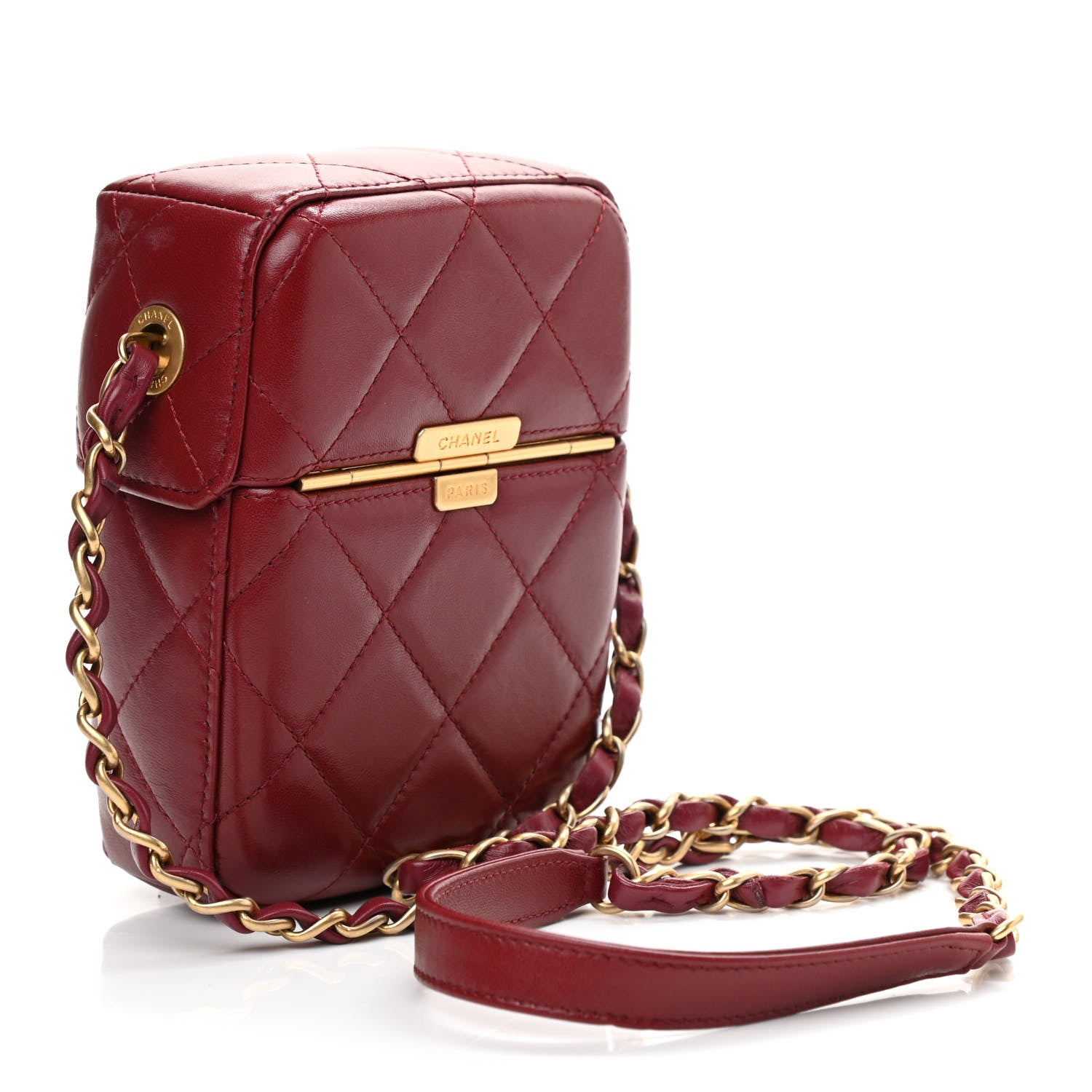 Chanel Lambskin Gripoix Quilted Box Bag Burgundy 2 of 8