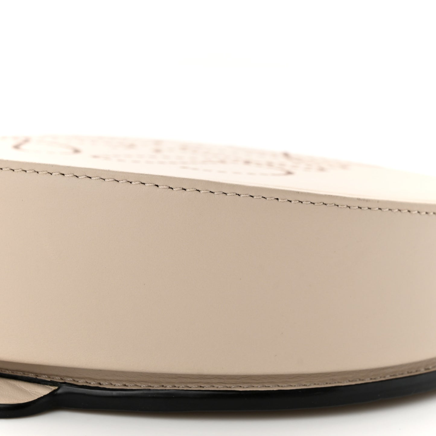 Buffed Calfskin Logo Embossed Small Heel Pouch Light Oat Tan