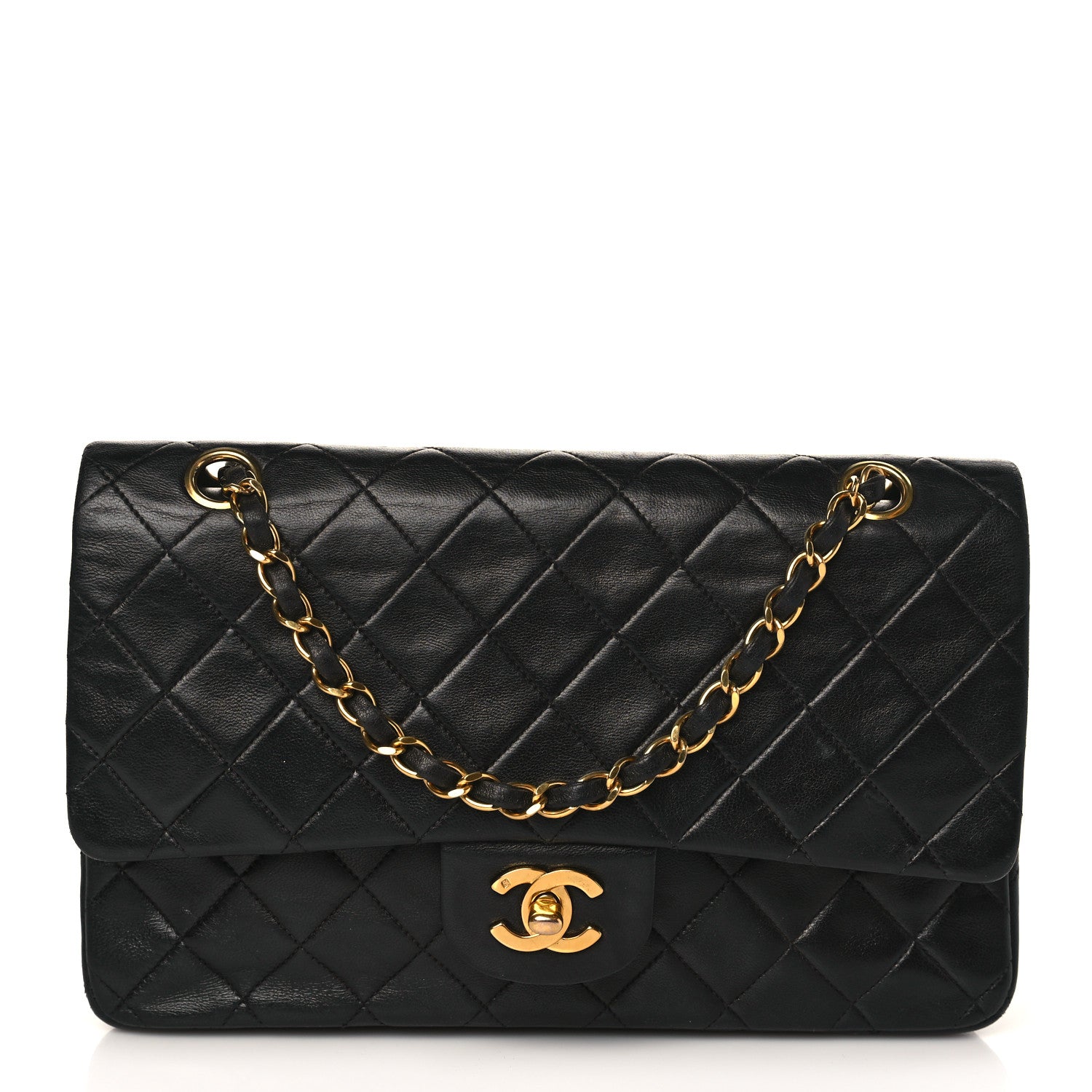Chanel Lambskin Quilted Medium Double Flap Black 1 of 9
