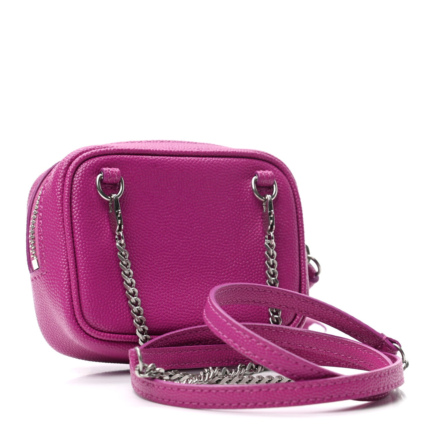 Saint Laurent Grain De Poudre Matelasse Monogram Baby Lou Camera Bag Electric Fuxia 2 of 6
