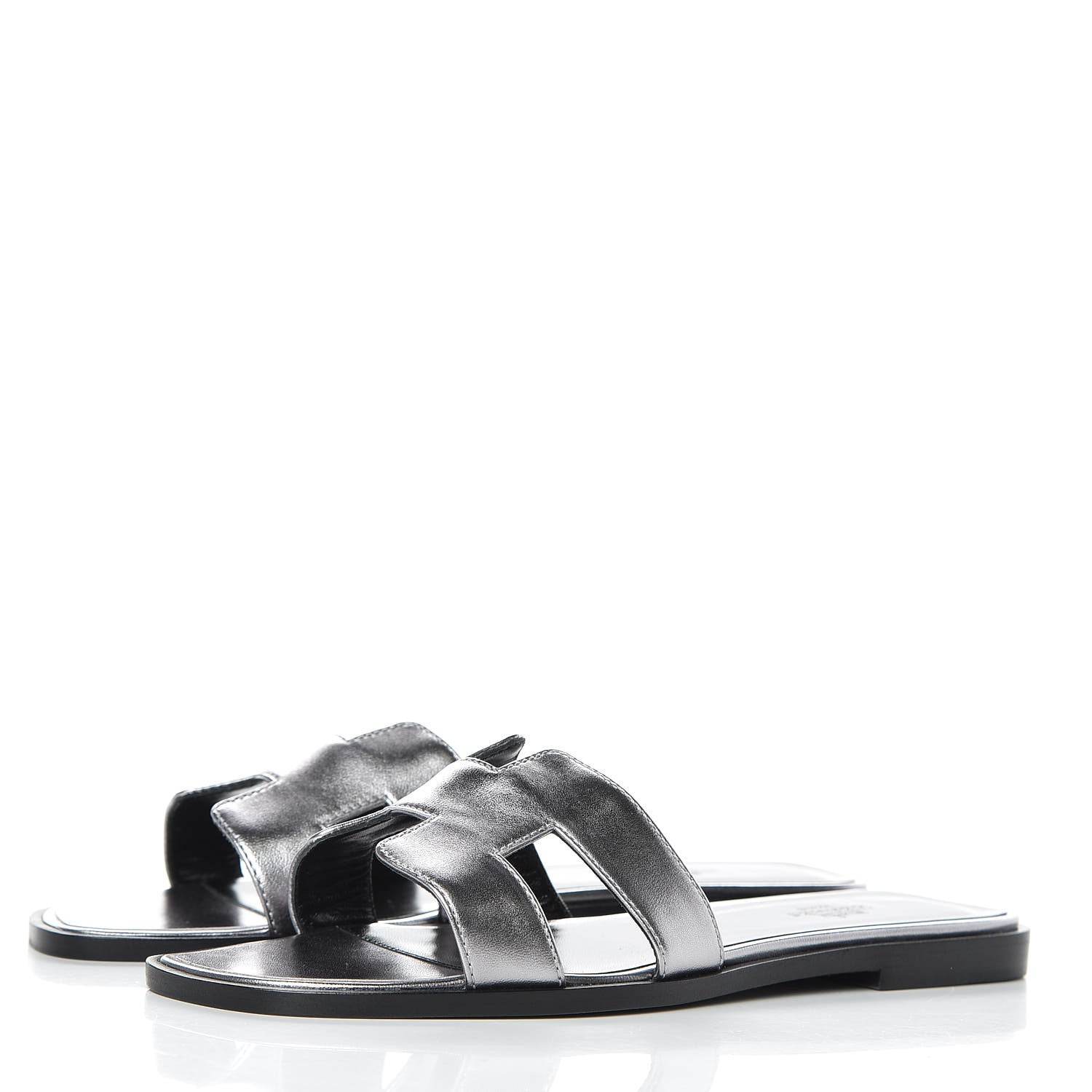 Hermes Metallic Nappa Calfskin Oran Sandals 38 Argent 3 of 7