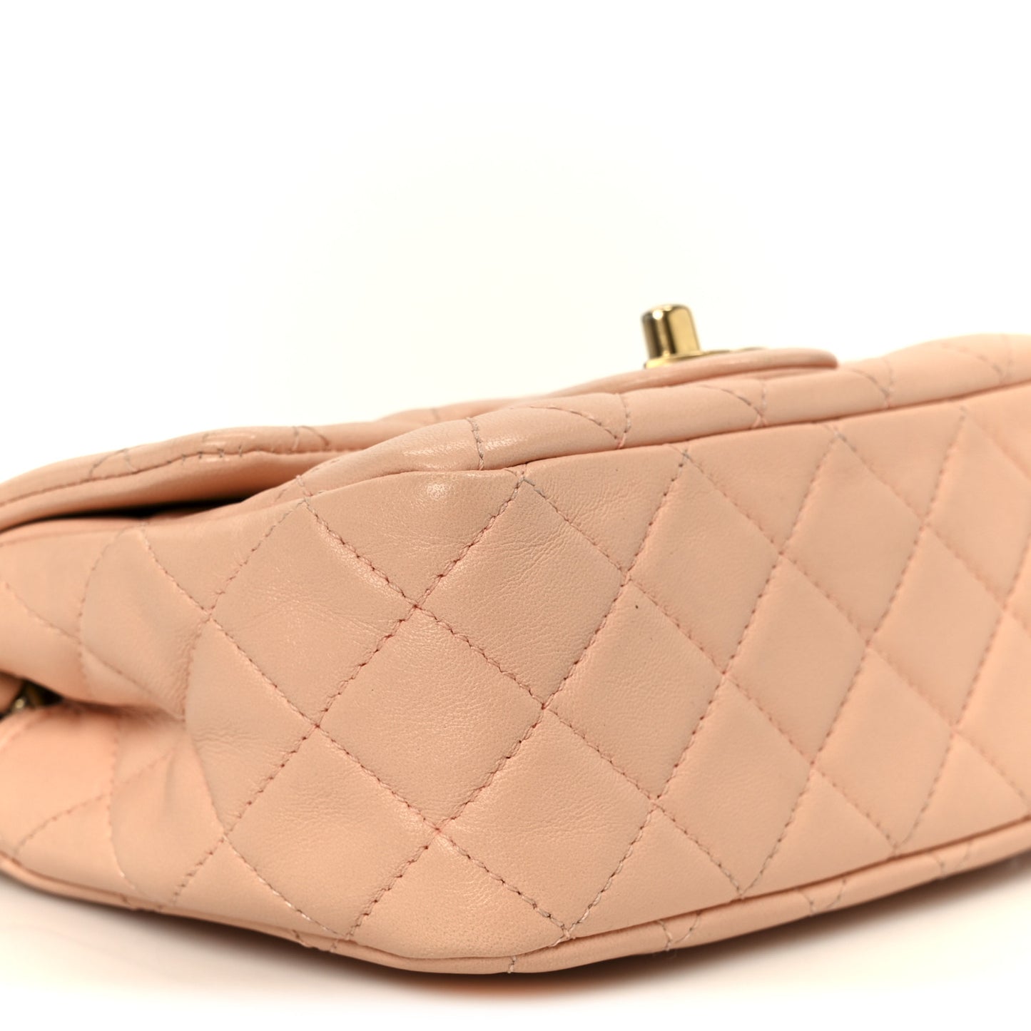 Lambskin Quilted Mini Pearl Crush Flap Light Orange