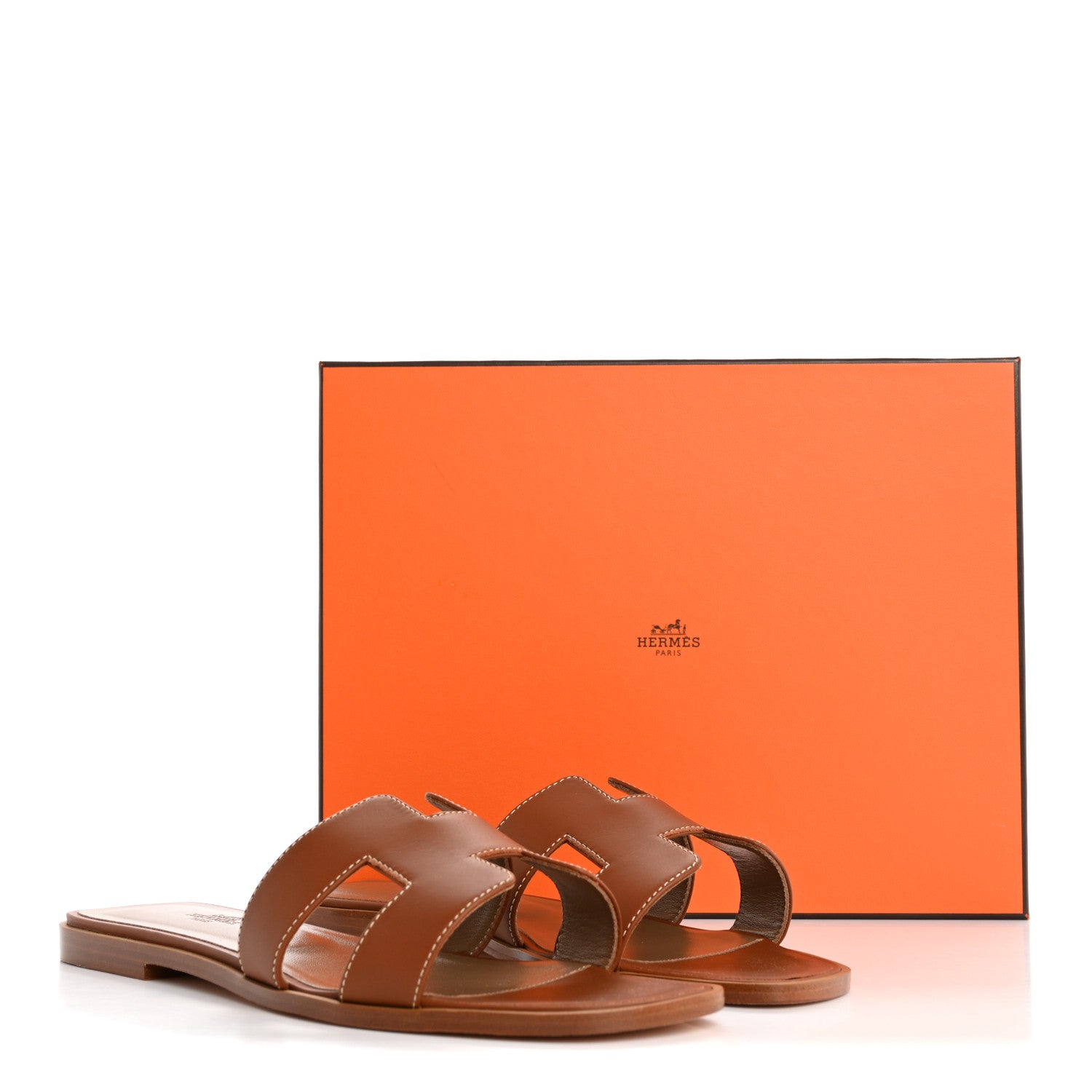 Hermes Box Calfskin Oran Sandals 40 Gold 10 of 10